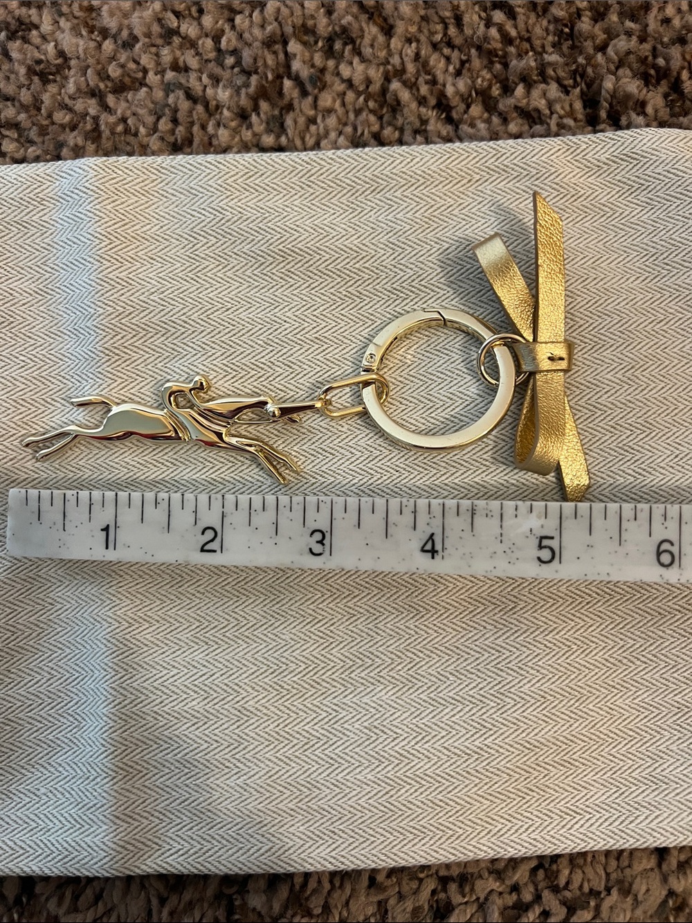 Gold-tone Running Deer Keychain with Bow Accent - Picture 6 of 9
